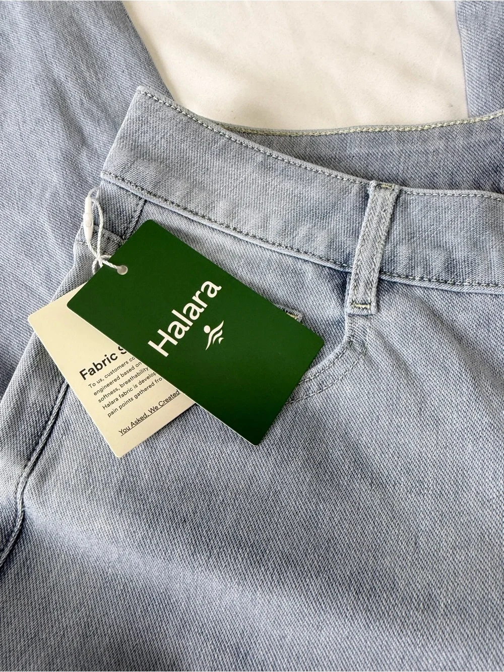 HALARA Light Blue Asymmetrical Wide-Leg Denim Jeans - Picture 13 of 14